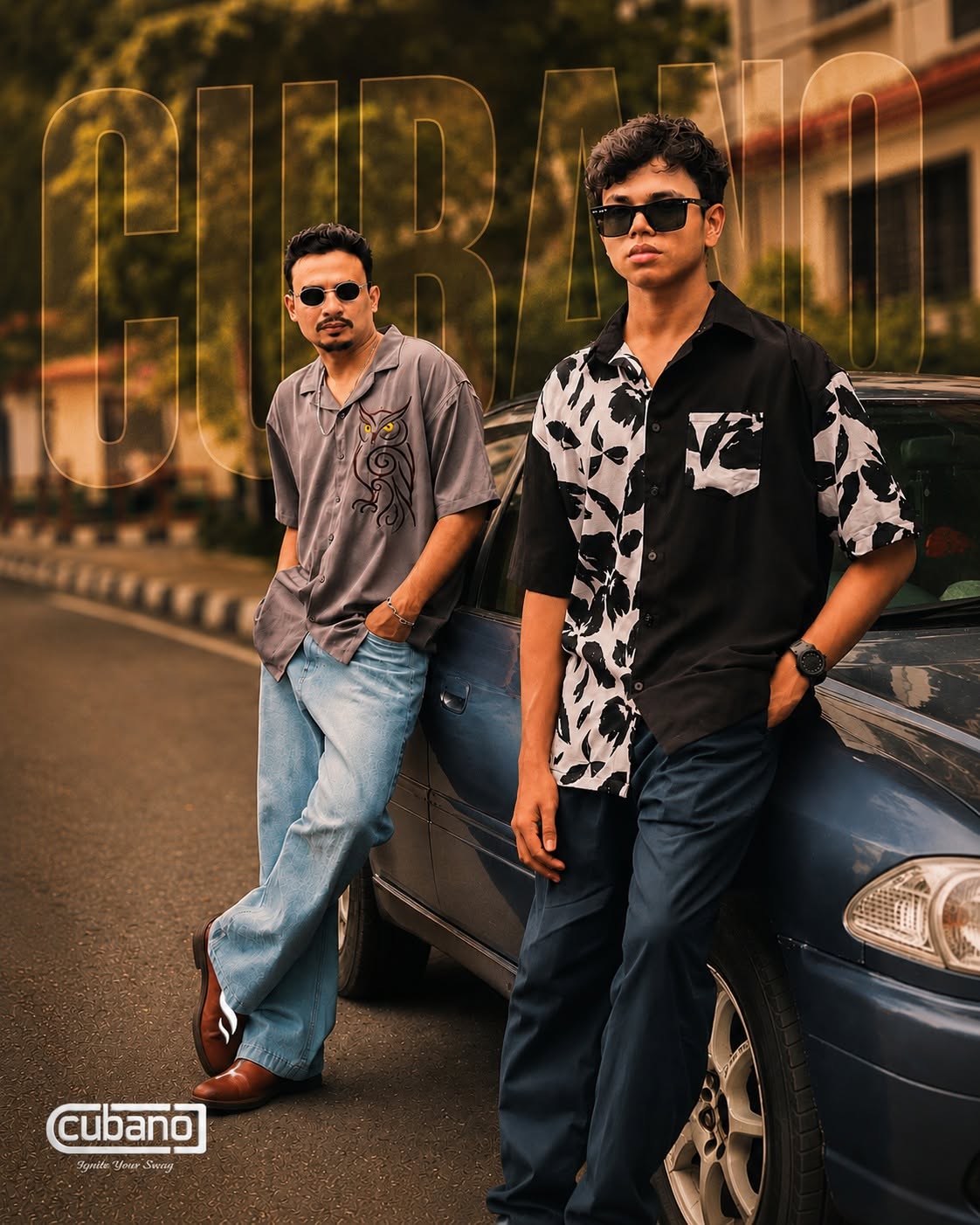Two men wearing Cubano Clan Cuban-collar shirts in Dhaka